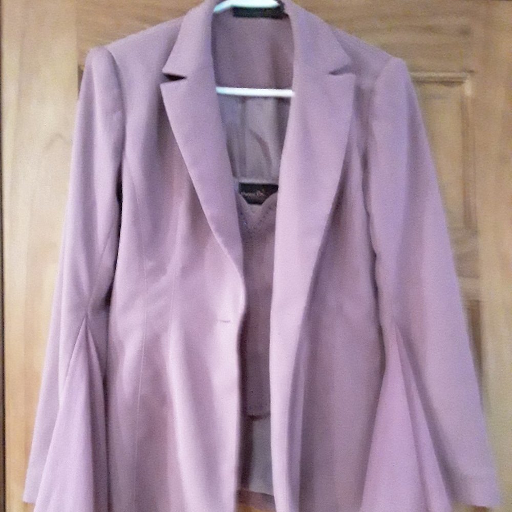 Shape FX SZ 4 Dusty Rose Jacket & Matching Cami Rhinestones Chiffon Wing Sleeves